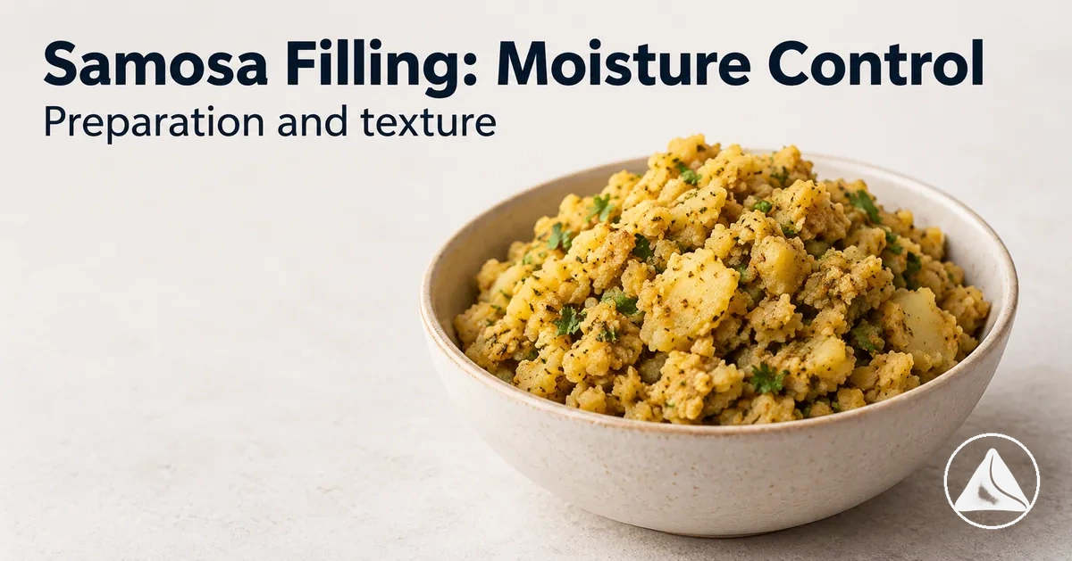 Prepared samosa filling with a dry texture suitable for folding