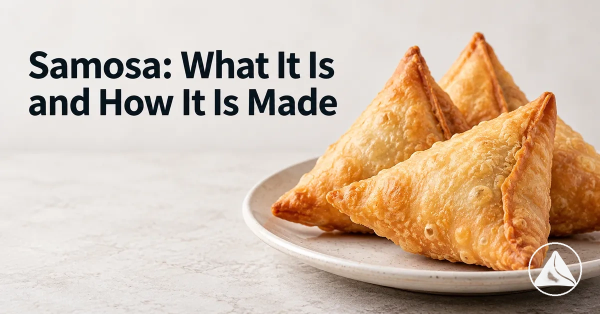 Freshly prepared samosas showing their crisp triangular pastry