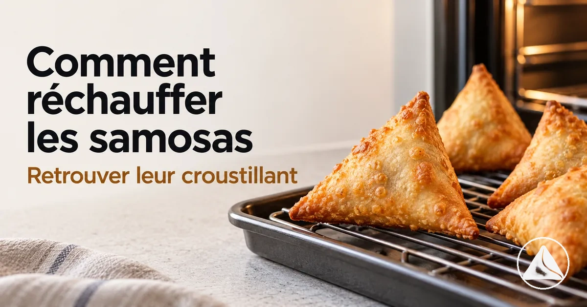 Samosas déjà cuits réchauffés jusqu’à ce que la pâte redevienne croustillante