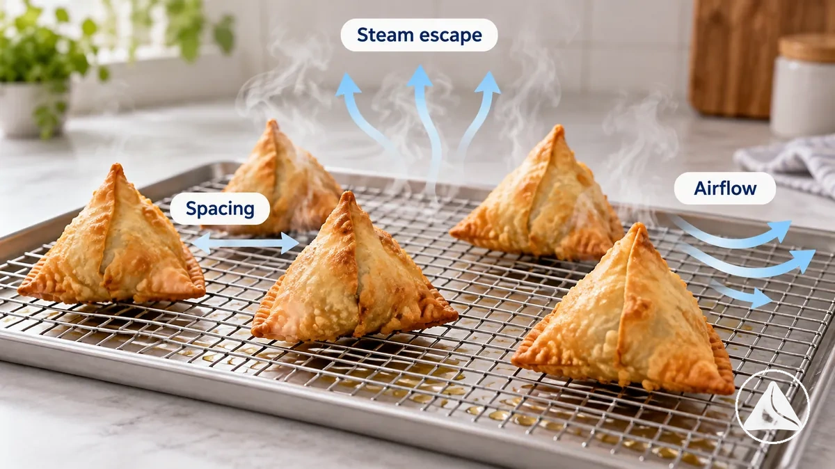 Refroidir les samosas sans emprisonner la vapeur
