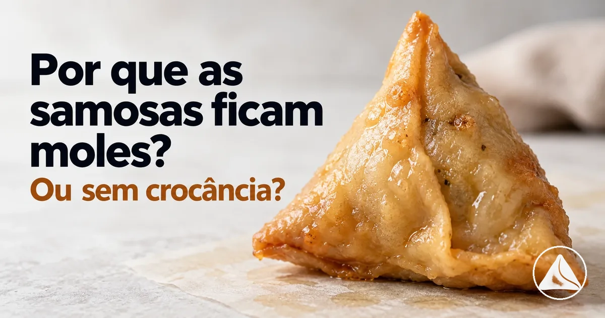 Samosa mole e úmida com superfície frita pouco crocante