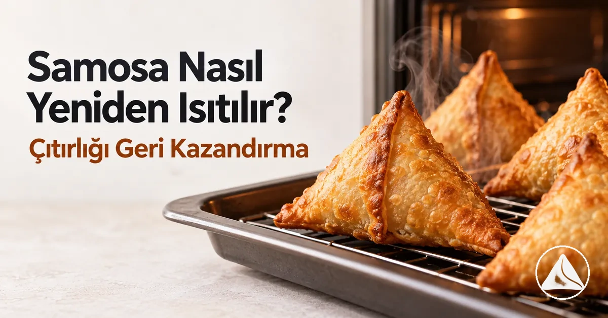 Hamuru yeniden çıtırlaşana kadar ısıtılan önceden pişmiş samosalar